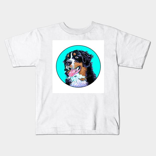 BERNER DOG TURQUOISE Kids T-Shirt by MarniD9